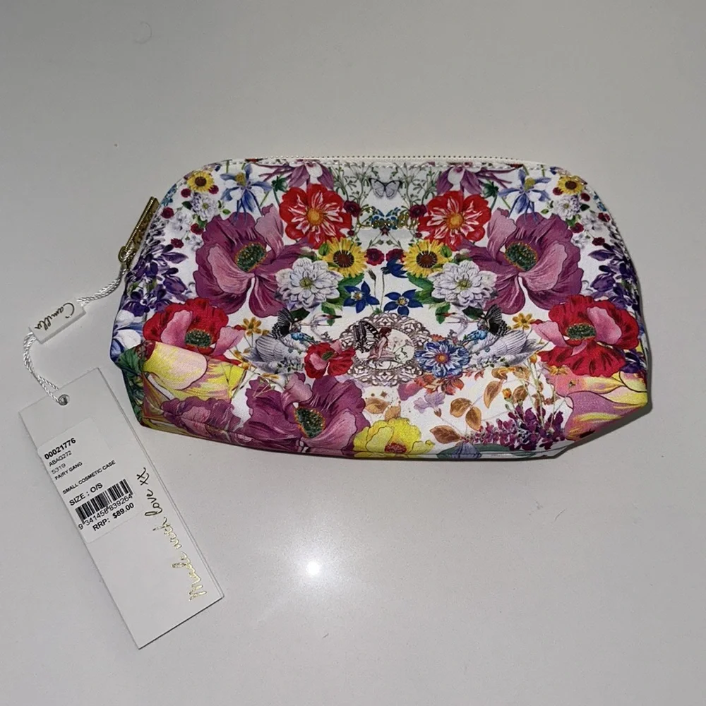 CAMILLA *Fairy Gang* white floral small makeup cosmetic toiletry case bag pouch